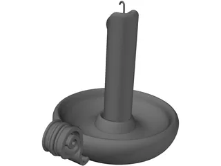Bedtime Candle and Holder 3D Model