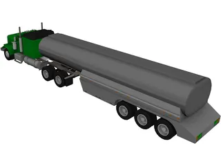 Ford Semi Truck with Tanker Trailer 3D Model