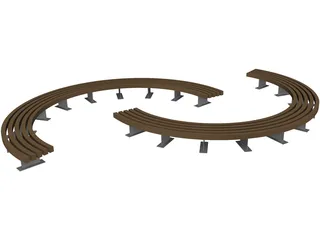 Curved Bench 3D Model