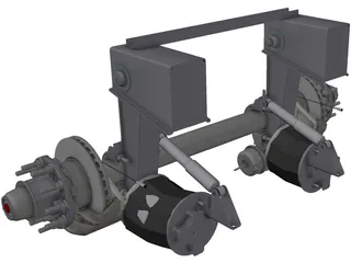 Truck Axle with Brakes 3D Model