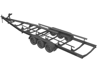 Car Boat Trailer 3D Model