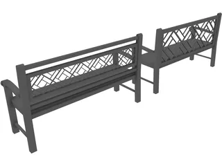 Wood Benches 3D Model