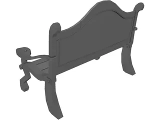 Wooden Park Bench 3D Model