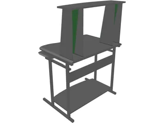 Desk with CD Rack 3D Model