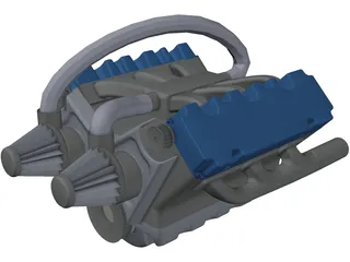 V6 Engine 3D Model