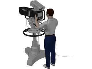 TV Camera with Operator 3D Model