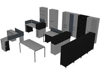 Modern Office Furniture Collection 3D Model