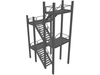 Two-level Stairs 3D Model
