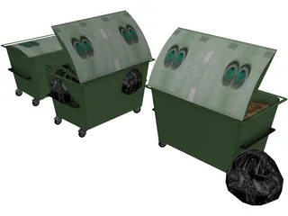 Plastic Dumpsters 3D Model