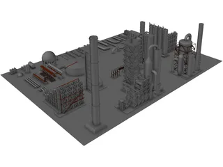 Oil Refinery Parts 3D Model