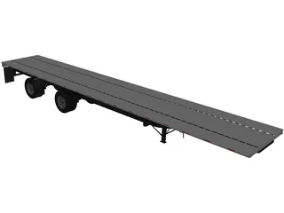 Split Axle Flatbed Trailer 3D Model