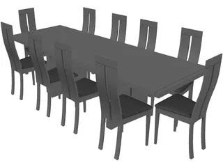 Table with Chairs 3D Model