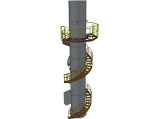 Exhaust Stack Platform Circular Stairway 3D Model