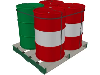 Drums on a Pallet 3D Model