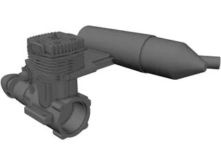 O.S. 61 FX RC Engine with Muffler 3D Model