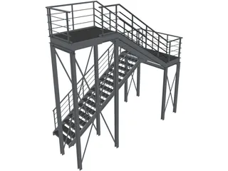 Metal Stairs 3D Model