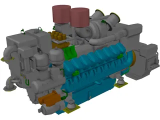 Marine Engine MTU 4500 3D Model