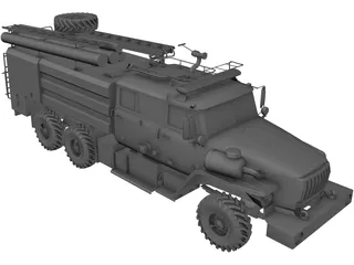 Ural 5557 Fire Truck 3D Model