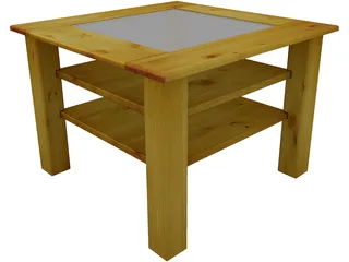 Wood Table with Glass 3D Model