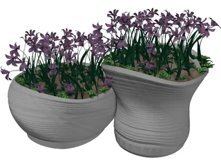 Flower Bed with Flowers 3D Model