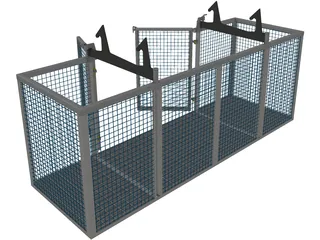 Steel Cage with Doors 3D Model