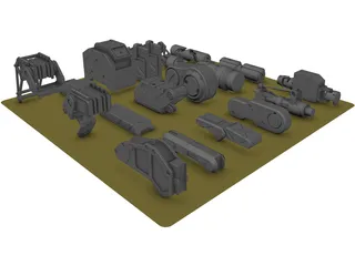Hard Surface Kitbash Pack 1 Set 1 3D Model