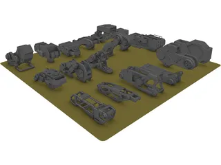 Hard Surface Kitbash Pack 1 Set 2 3D Model