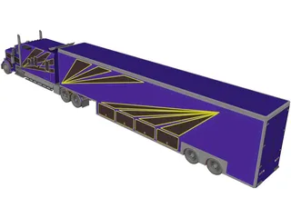 Kenworth W900 Custom with Trailer 3D Model