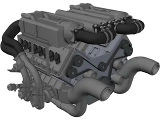 Bugatti Veyron W16 Engine 3D Model