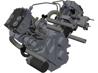 V-twin Engine 3D Model