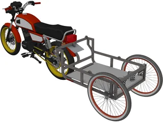 Honda ML 125 with Trailer 3D Model