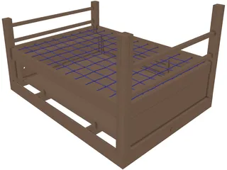 Rope Bed Frame with Drawers 3D Model