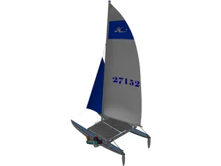 HobieCat 14 Turbo Racing Catamaran 3D Model