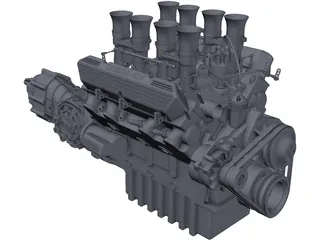 Jaguar XJ13 Engine and Gearbox 3D Model