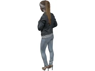 Woman Jeans High Heels 3D Model