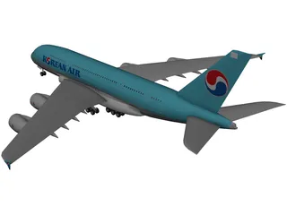 Airbus A380 Korean Air 3D Model