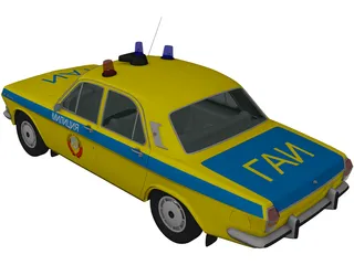 GAZ-24 Volga Soviet Police (1967) 3D Model