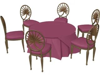 Table and Chairs 3D Model