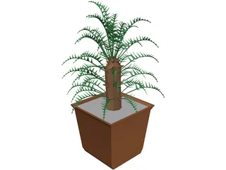 Cica Palm Tree with Sisal Vase 3D Model