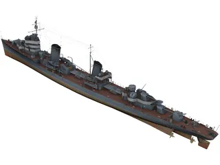 Soviet destroyer Leningrad 3D Model