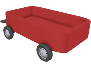 Children Red Wagon 3D Model