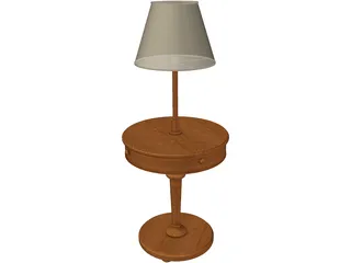 Rounded Table with Lamp 3D Model