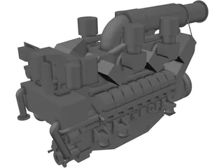 MTU 16V 595 TE70L Engine 3D Model