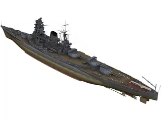 Amagi Japanese Battlecruiser 3D Model