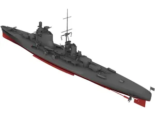 Heavy Cruiser Warship 3D Model