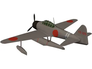 A6M2 Rufe Zero Nakajima zeke Floatplane 3D Model