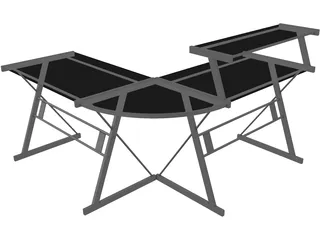 Black Metal Desk 3D Model