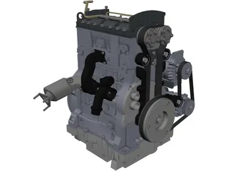 Diesel Engine 3 Cylinder 3D Model