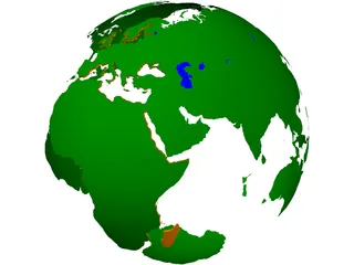 Globe Land Masses 3D Model