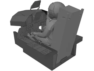 F-15 Cockpit with Pilot and Seat 3D Model